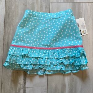 NWT Cotton Pink Colorful Aqua Polka Dot Skirt with Layered Ruffle, size 2T